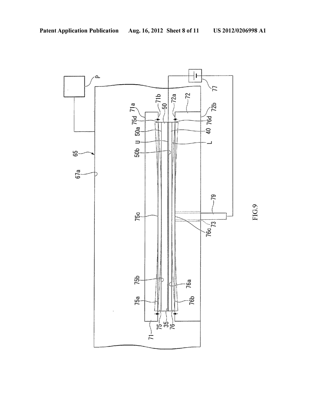 ANODIC BONDING APPARATUS, METHOD OF MANUFACTURING PACKAGE, PIEZOELECTRIC     VIBRATOR, OSCILLATOR, ELECTRONIC APPARATUS, AND RADIO TIMEPIECE - diagram, schematic, and image 09