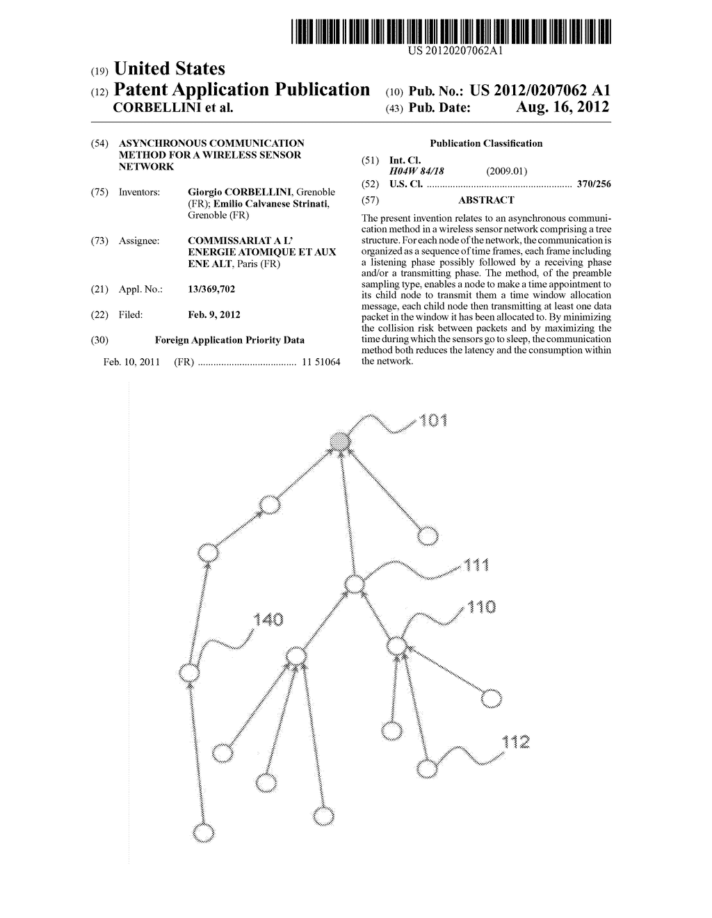 ASYNCHRONOUS COMMUNICATION METHOD FOR A WIRELESS SENSOR NETWORK - diagram, schematic, and image 01