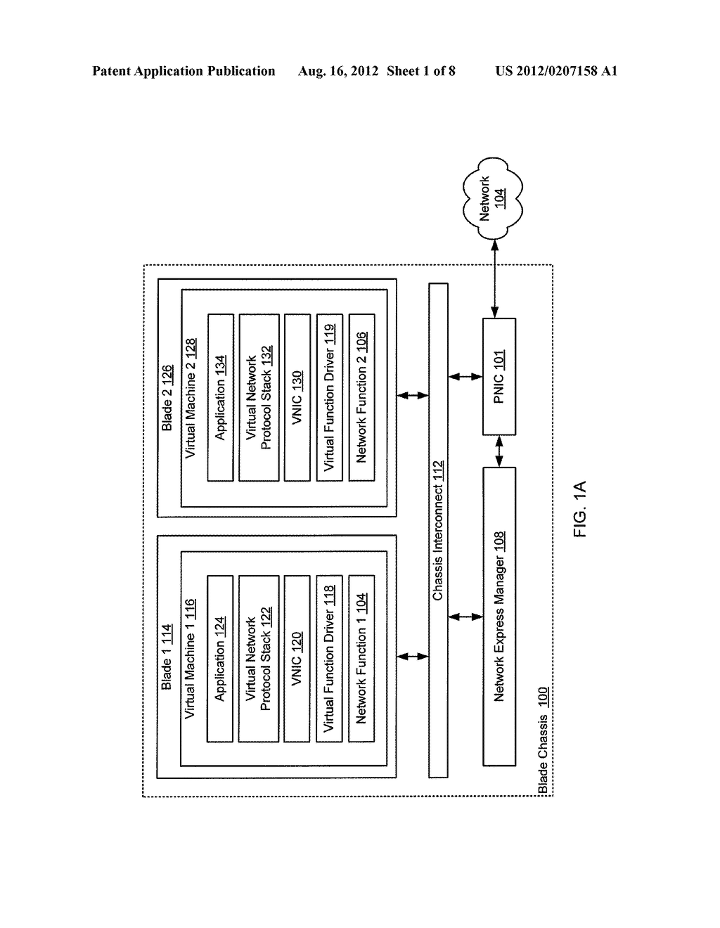 METHOD AND SYSTEM FOR CLASSIFICATION AND MANAGEMENT OF INTER-BLADE NETWORK     TRAFFIC IN A BLADE SERVER - diagram, schematic, and image 02