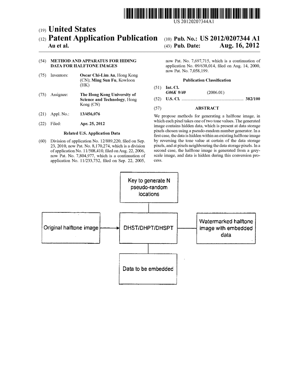 METHOD AND APPARATUS FOR HIDING DATA FOR HALFTONE IMAGES - diagram, schematic, and image 01