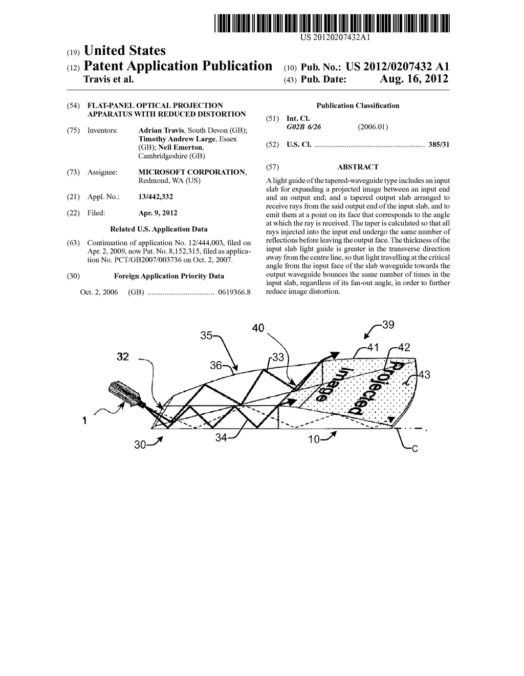 FLAT-PANEL OPTICAL PROJECTION APPARATUS WITH REDUCED DISTORTION - diagram, schematic, and image 01