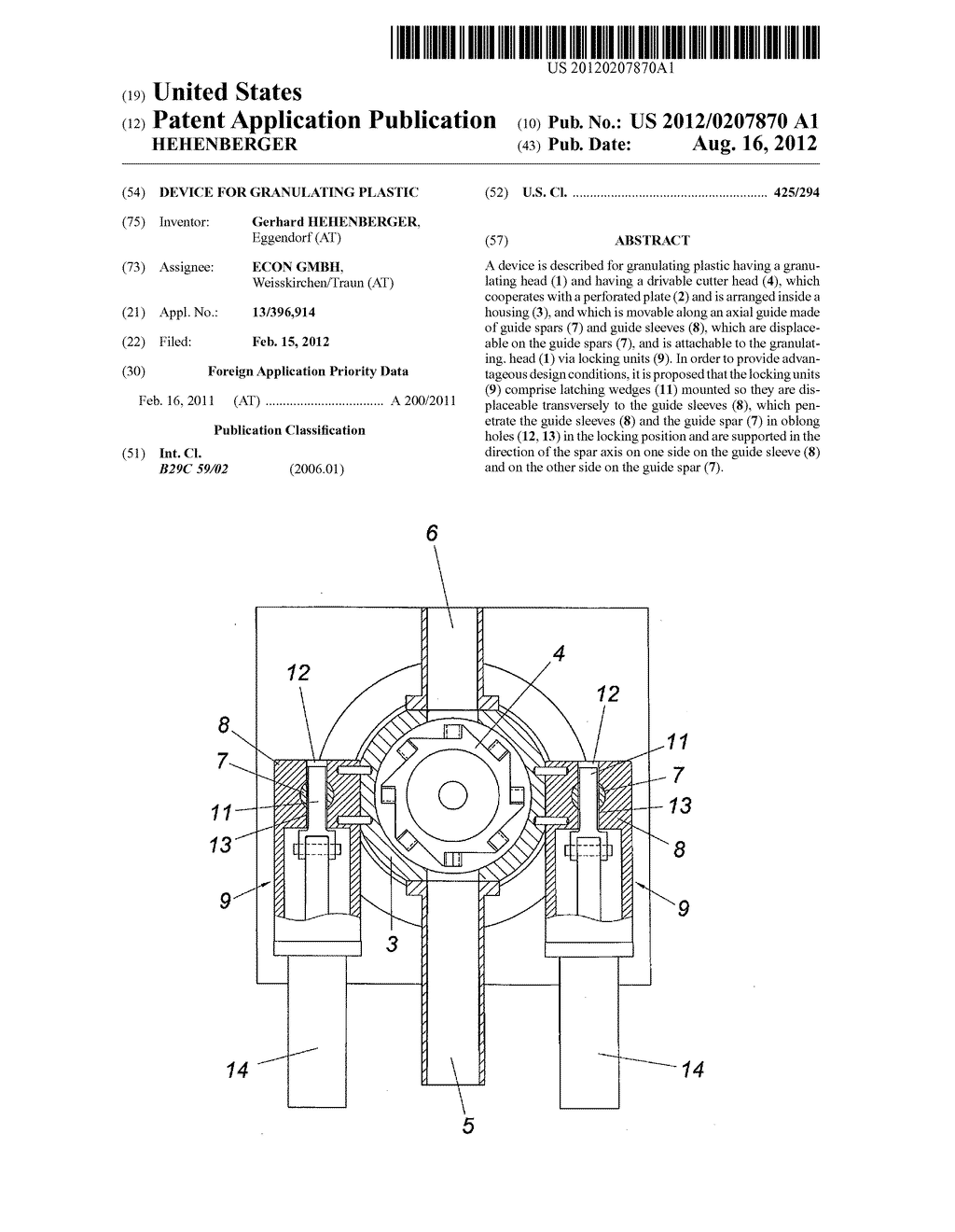 DEVICE FOR GRANULATING PLASTIC - diagram, schematic, and image 01