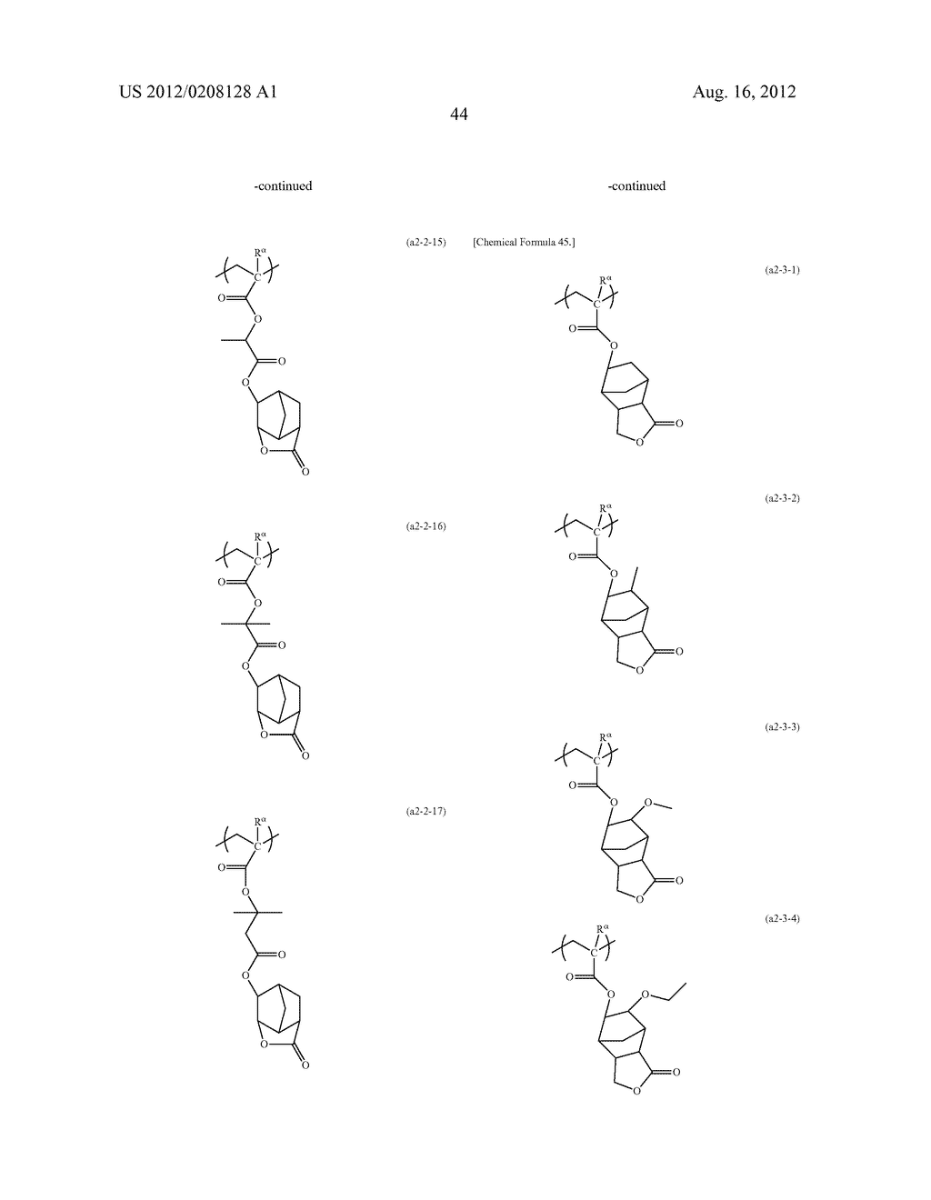 RESIST COMPOSITION, METHOD OF FORMING RESIST PATTERN AND POLYMERIC     COMPOUND - diagram, schematic, and image 45