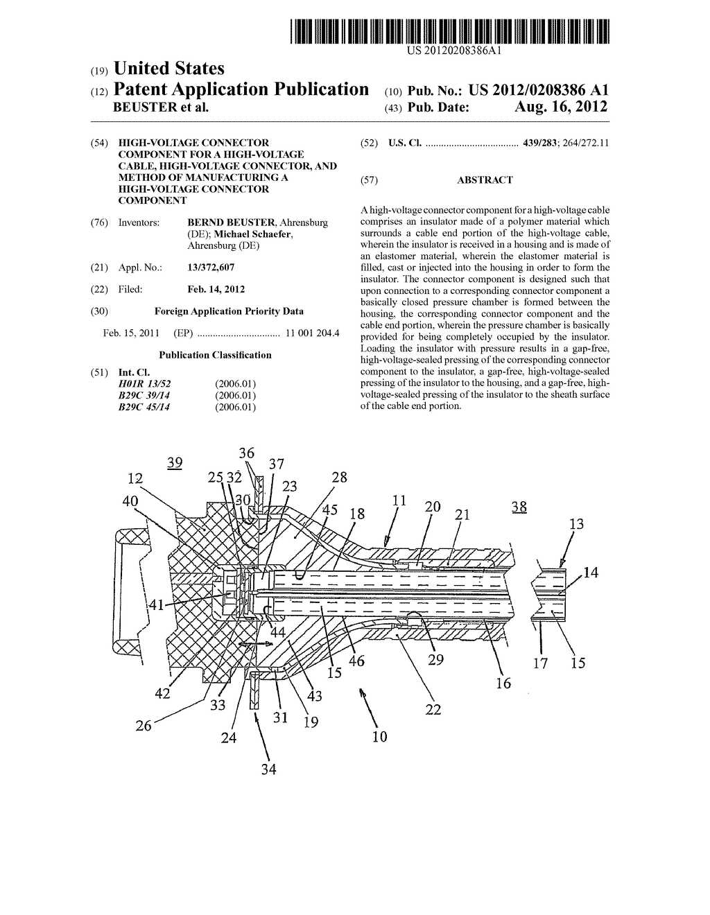 HIGH-VOLTAGE CONNECTOR COMPONENT FOR A HIGH-VOLTAGE CABLE, HIGH-VOLTAGE     CONNECTOR, AND METHOD OF MANUFACTURING A HIGH-VOLTAGE CONNECTOR COMPONENT - diagram, schematic, and image 01