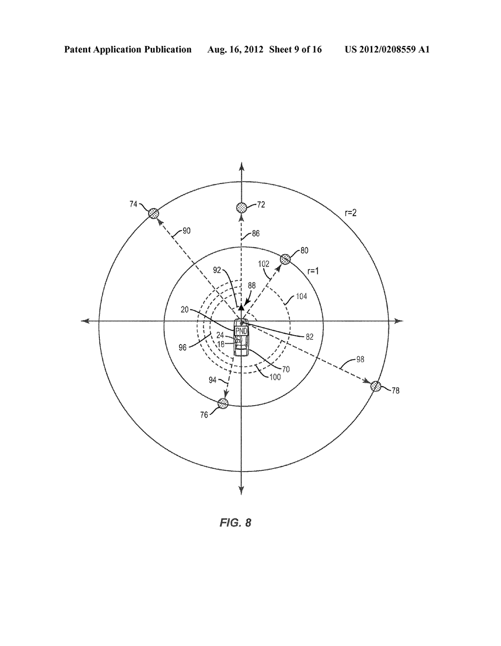 METHOD AND SYSTEM FOR OBTAINING DESTINATION INFORMATION FROM PROXIMATE     DEVICES BASED ON TIME AND HEADING INFORMATION - diagram, schematic, and image 10