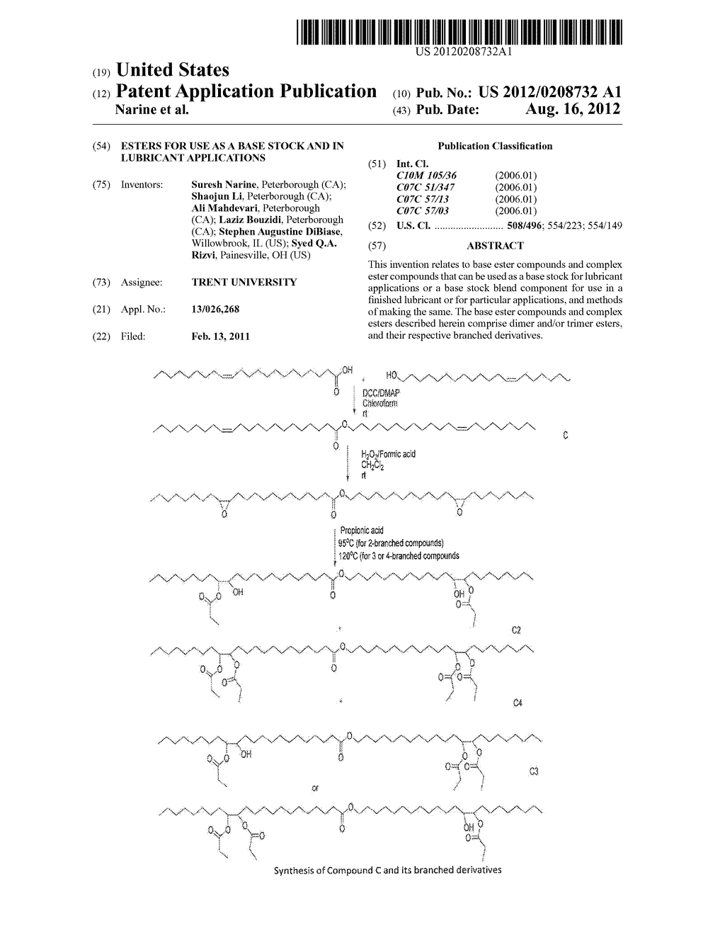 ESTERS FOR USE AS A BASE STOCK AND IN LUBRICANT APPLICATIONS - diagram, schematic, and image 01