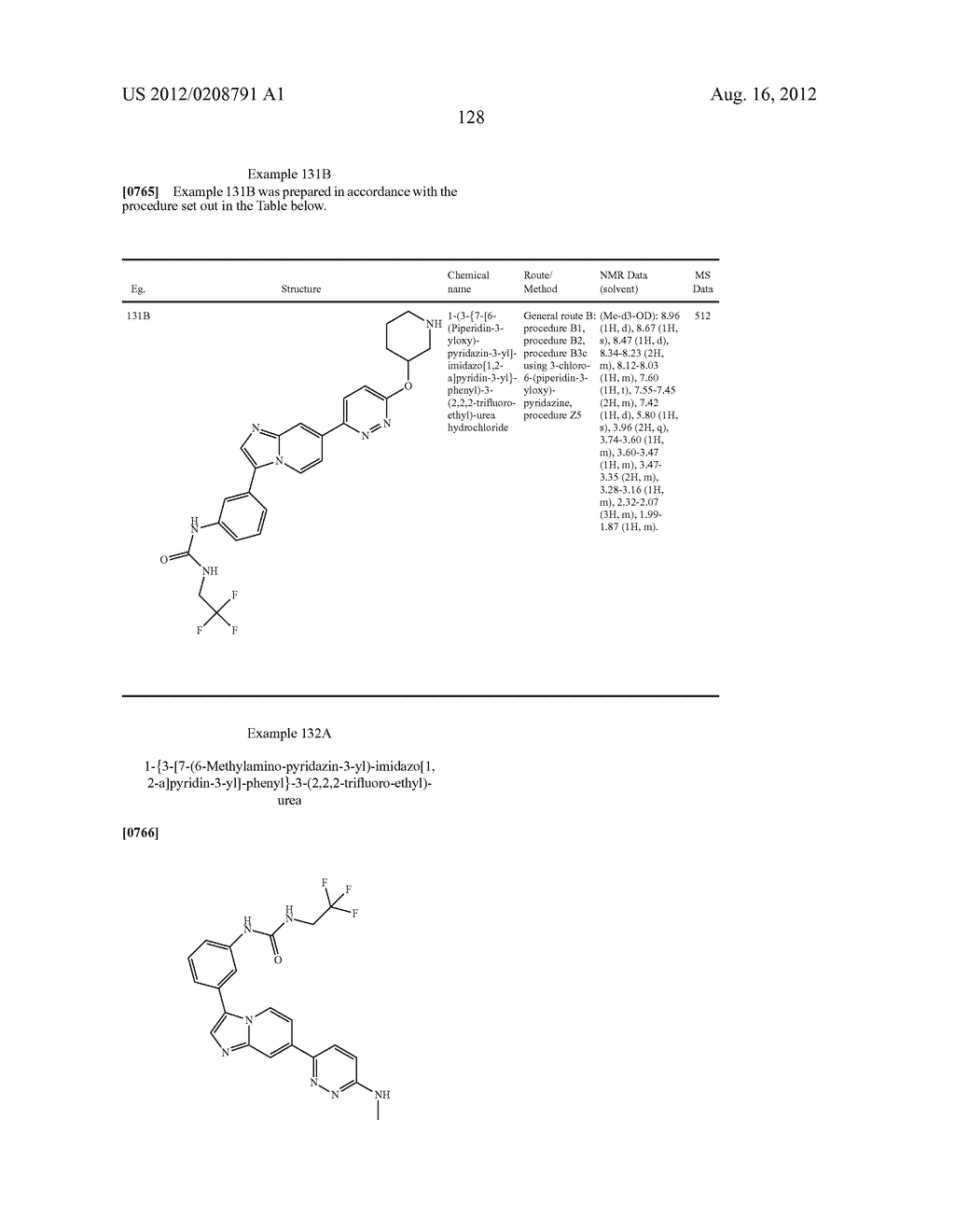 IMIDAZOPYRIDINE DERIVATIVES AS INHIBITORS OF RECEPTOR TYROSINE KINASES - diagram, schematic, and image 129