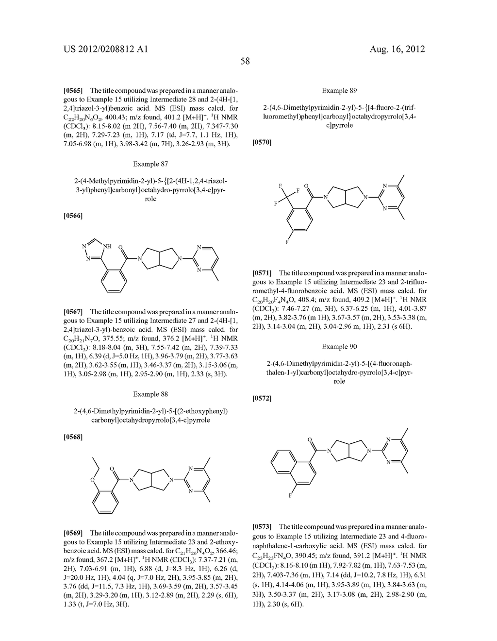 DISUBSTITUTED OCTAHYDROPYRROLO[3,4-c]PYRROLES AS OREXIN RECEPTOR     MODULATORS - diagram, schematic, and image 60