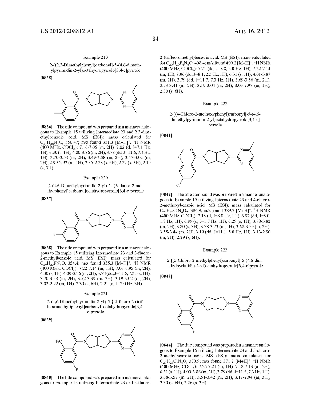 DISUBSTITUTED OCTAHYDROPYRROLO[3,4-c]PYRROLES AS OREXIN RECEPTOR     MODULATORS - diagram, schematic, and image 86