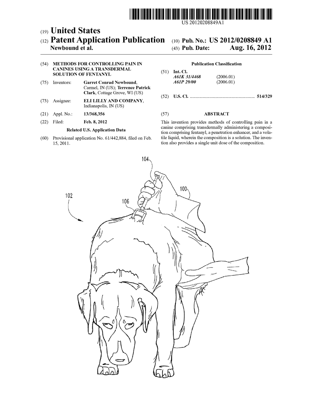 METHODS FOR CONTROLLING PAIN IN CANINES USING A TRANSDERMAL SOLUTION OF     FENTANYL - diagram, schematic, and image 01