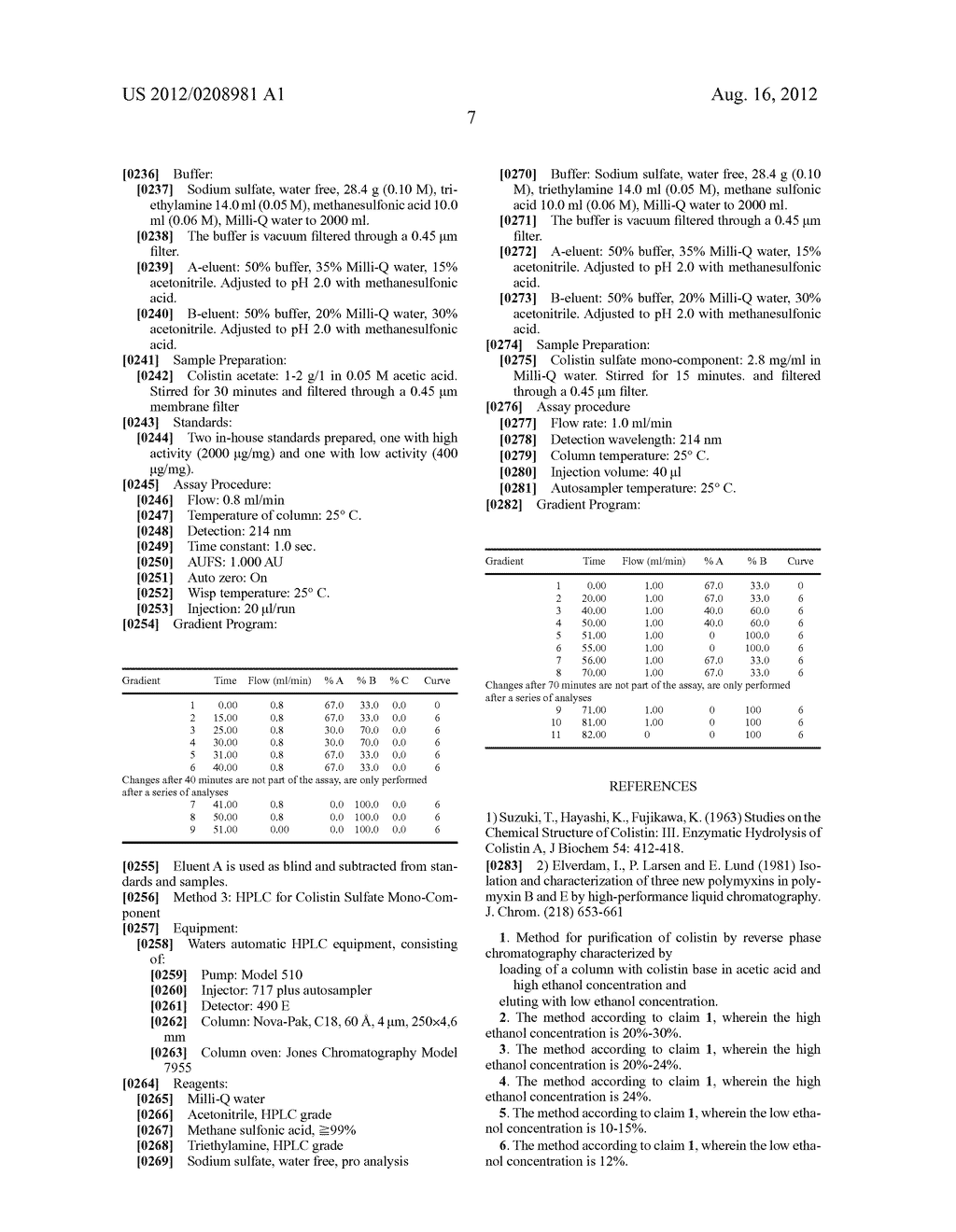 Method for purification of colistin and purified colistin components - diagram, schematic, and image 11