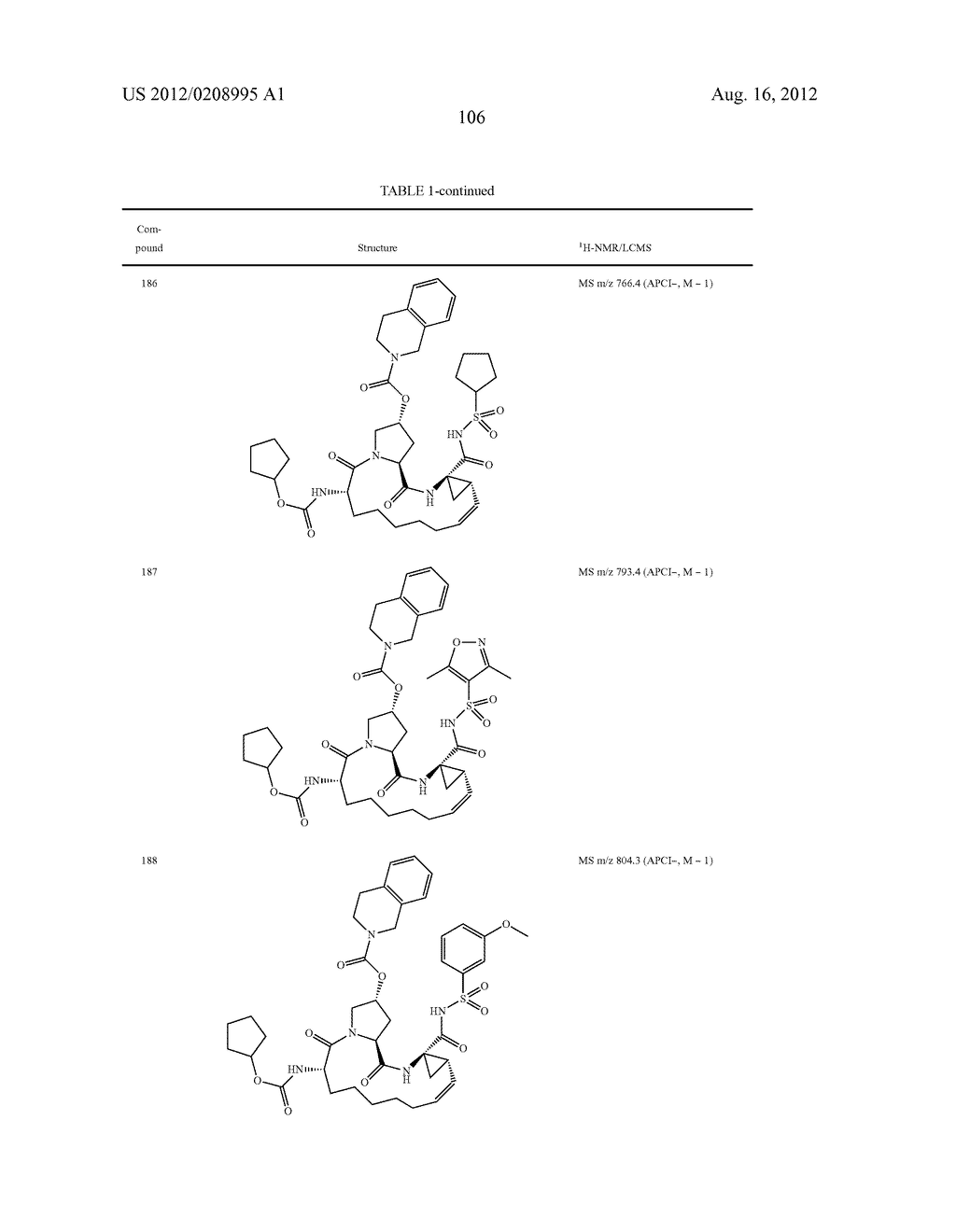 NOVEL MACROCYCLIC INHIBITORS OF HEPATITIS C VIRUS REPLICATION - diagram, schematic, and image 107