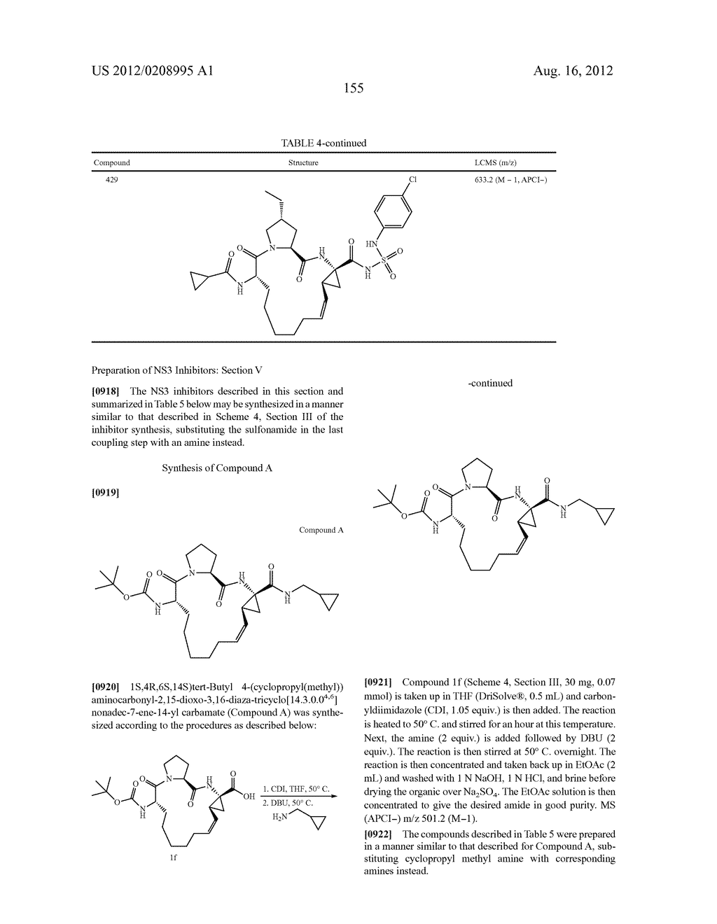 NOVEL MACROCYCLIC INHIBITORS OF HEPATITIS C VIRUS REPLICATION - diagram, schematic, and image 156