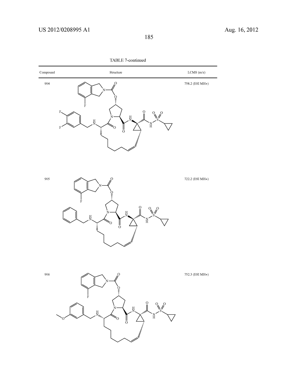 NOVEL MACROCYCLIC INHIBITORS OF HEPATITIS C VIRUS REPLICATION - diagram, schematic, and image 185