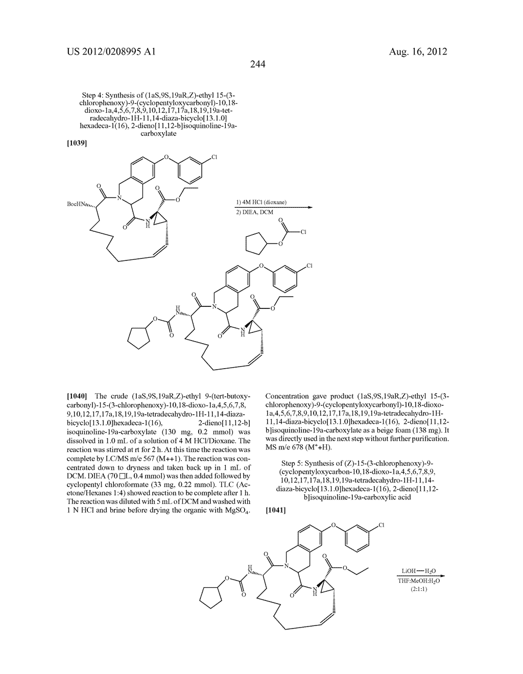 NOVEL MACROCYCLIC INHIBITORS OF HEPATITIS C VIRUS REPLICATION - diagram, schematic, and image 244