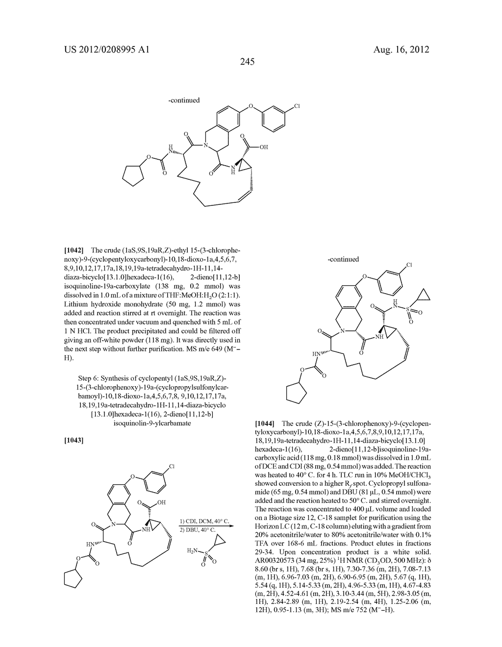 NOVEL MACROCYCLIC INHIBITORS OF HEPATITIS C VIRUS REPLICATION - diagram, schematic, and image 245