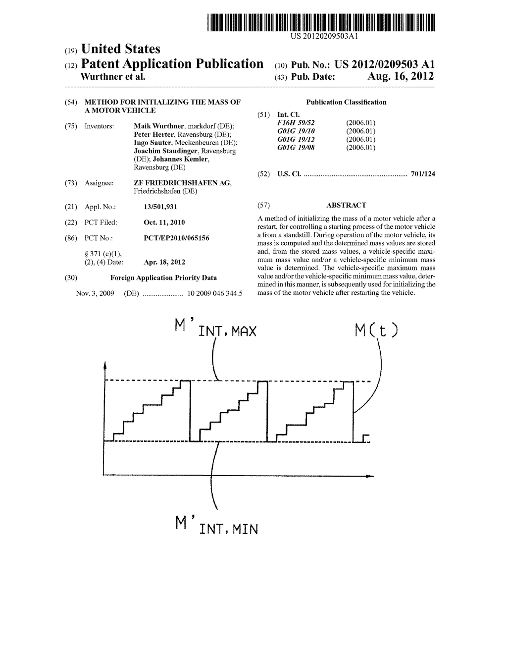 METHOD FOR INITIALIZING THE MASS OF A  MOTOR VEHICLE - diagram, schematic, and image 01