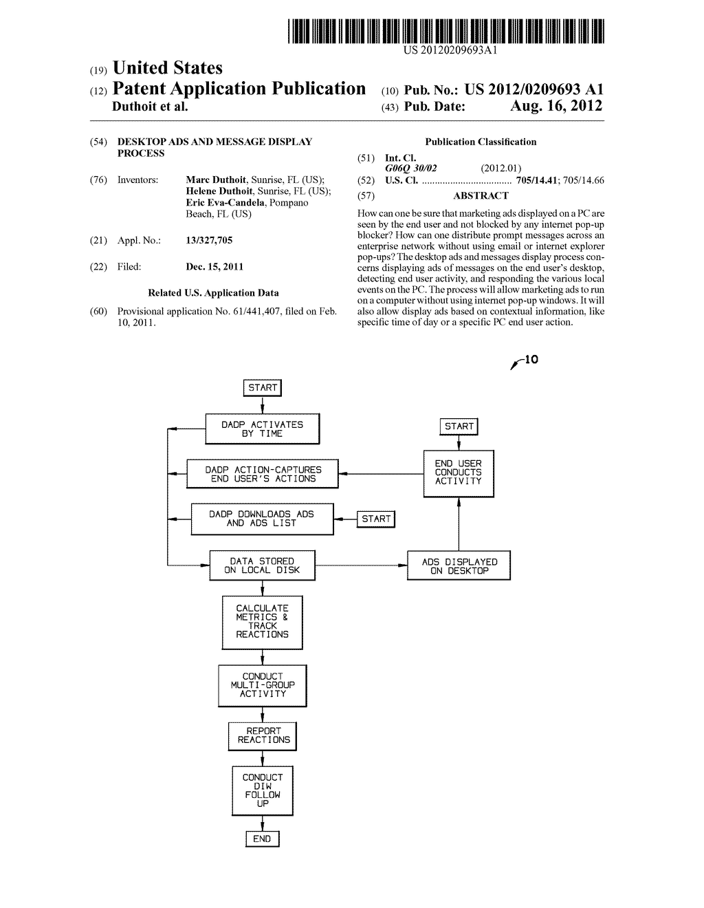 DESKTOP ADS AND MESSAGE DISPLAY PROCESS - diagram, schematic, and image 01