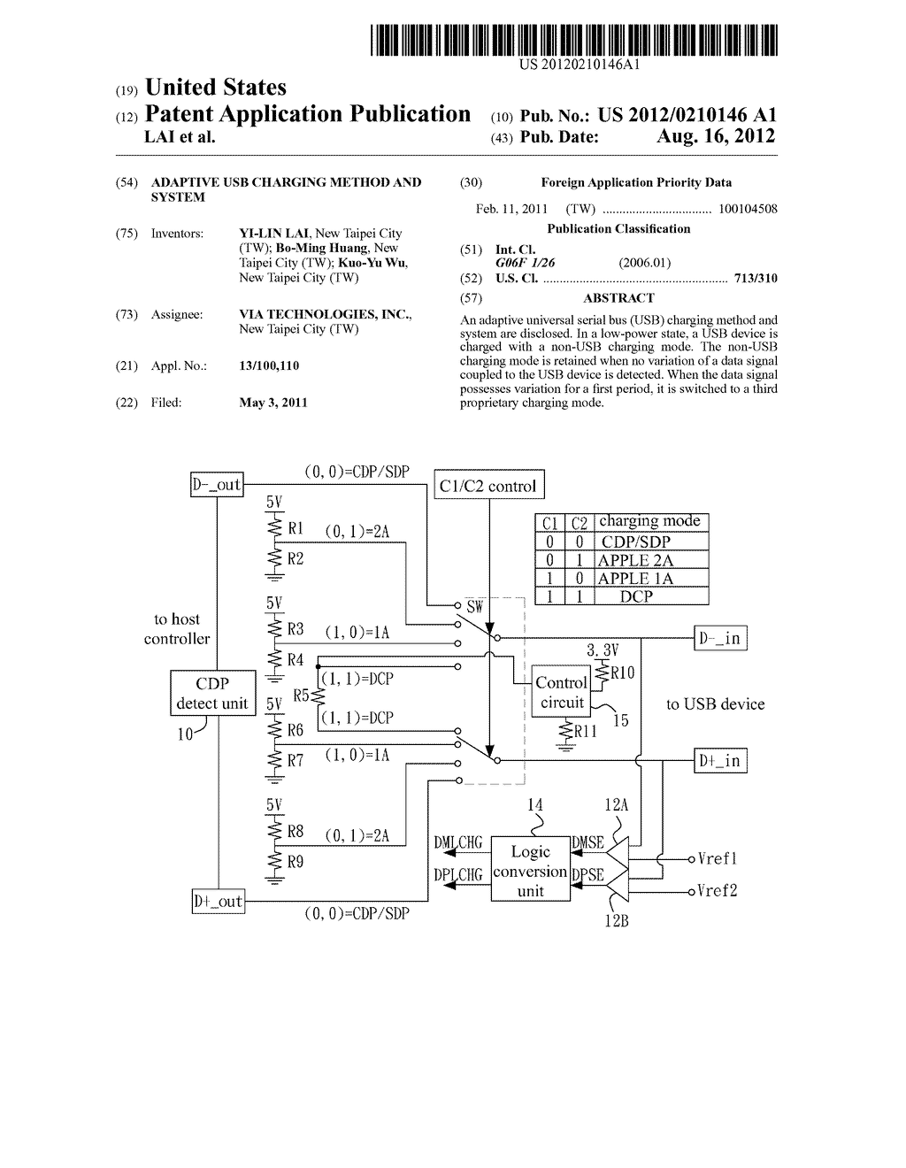 ADAPTIVE USB CHARGING METHOD AND SYSTEM - diagram, schematic, and image 01