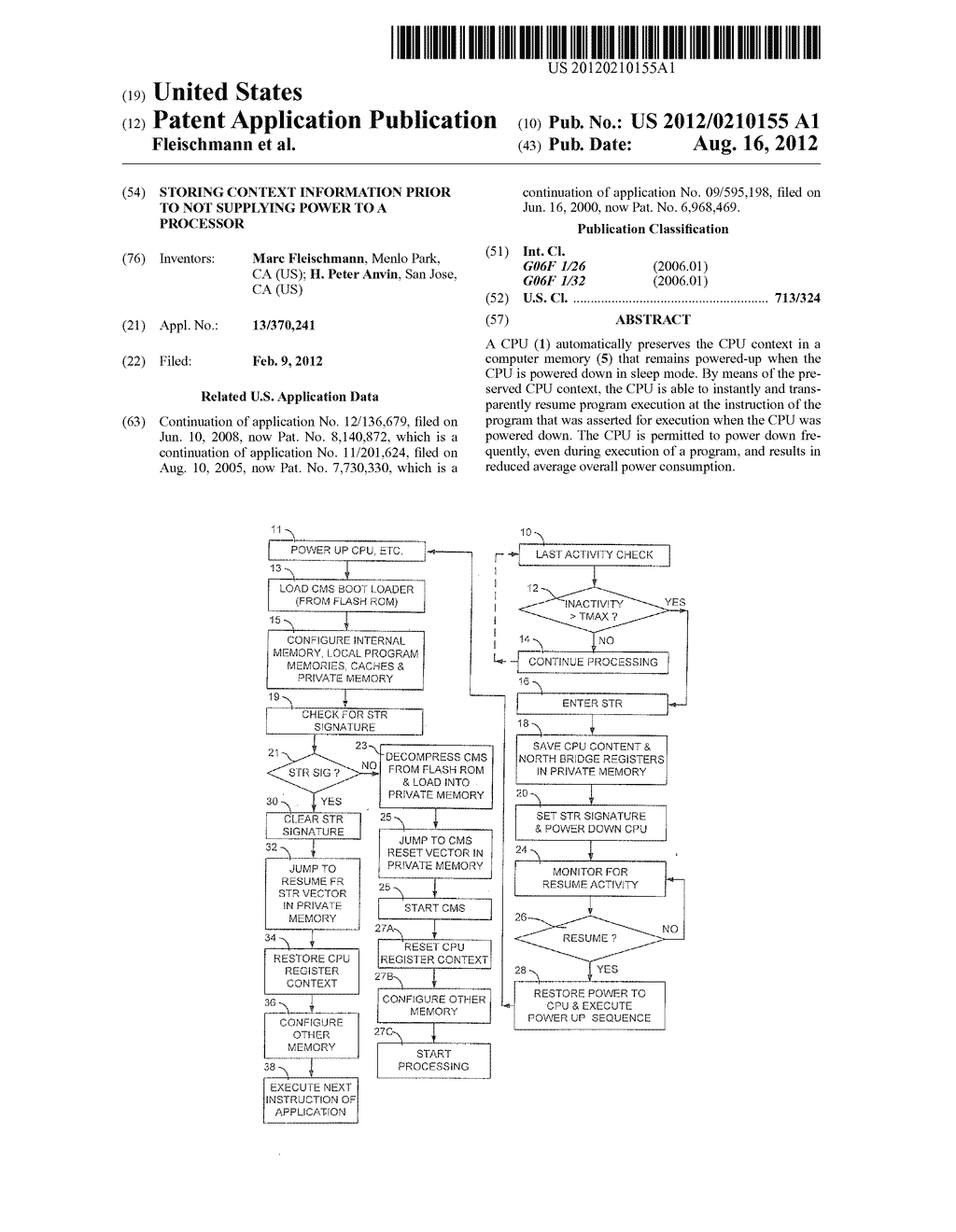 STORING CONTEXT INFORMATION PRIOR TO NOT SUPPLYING POWER TO A PROCESSOR - diagram, schematic, and image 01