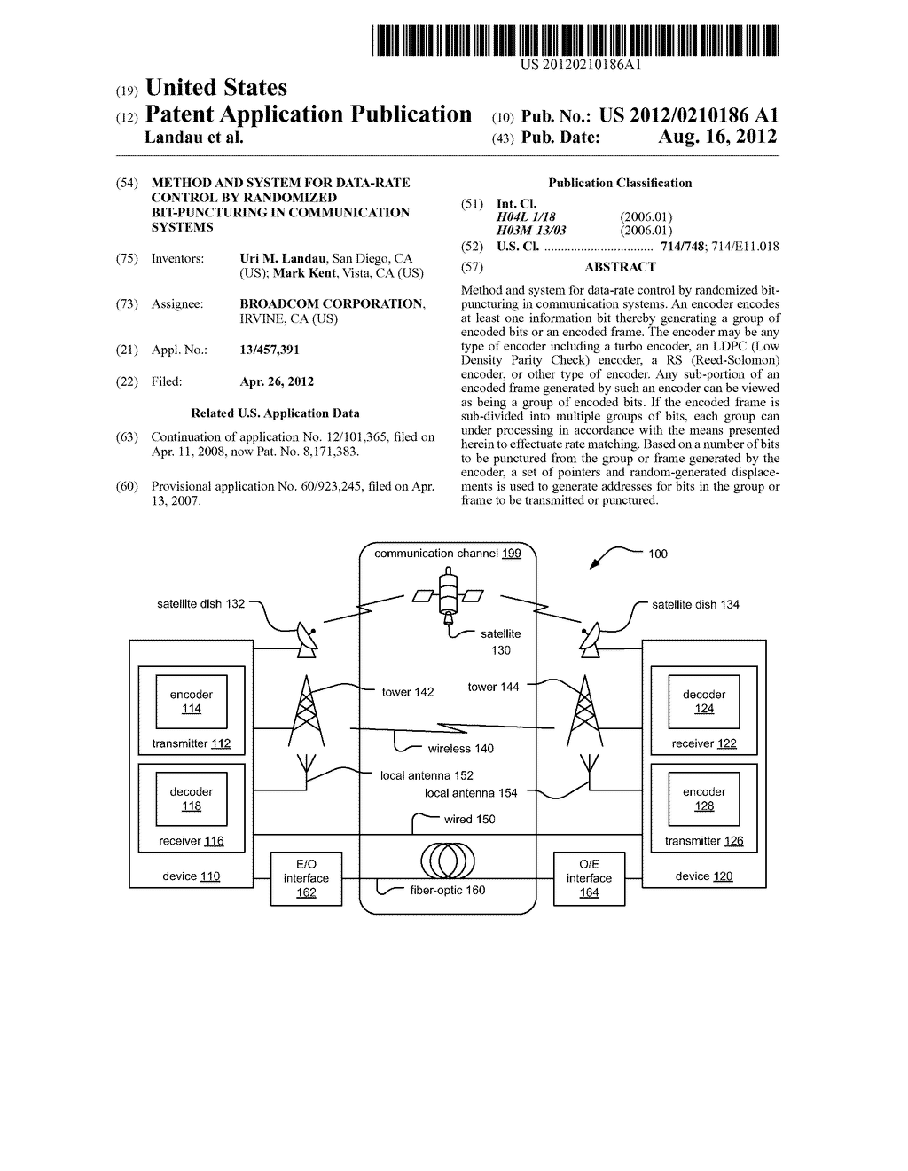 Method and system for data-rate control by randomized bit-puncturing in     communication systems - diagram, schematic, and image 01