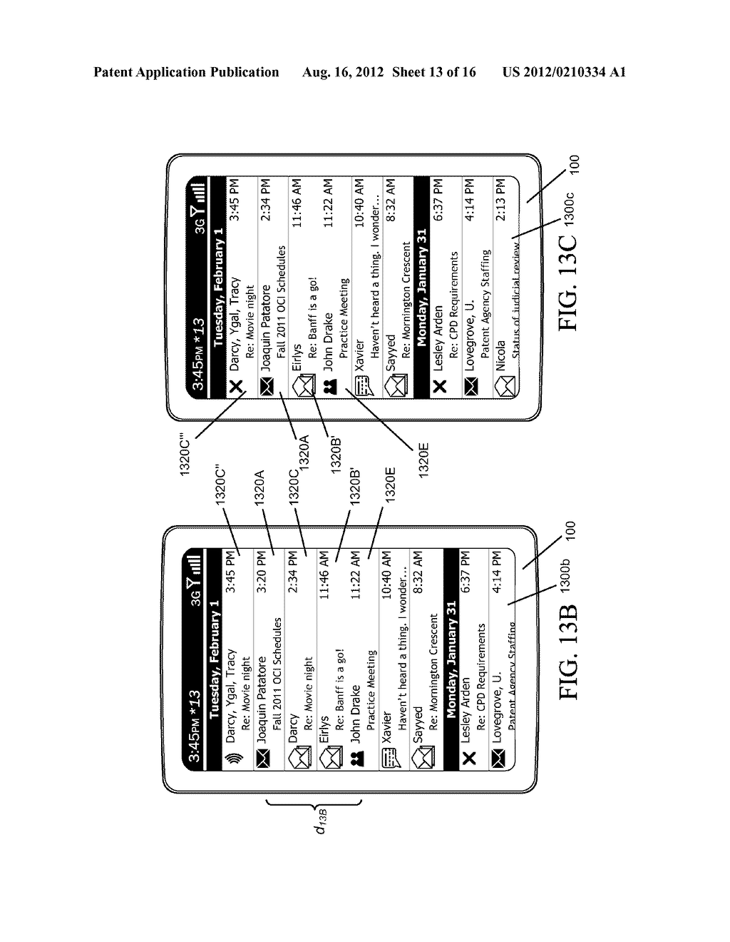 COMMUNICATION DEVICE AND METHOD FOR COHERENT UPDATING OF COLLATED MESSAGE     LISTINGS - diagram, schematic, and image 14