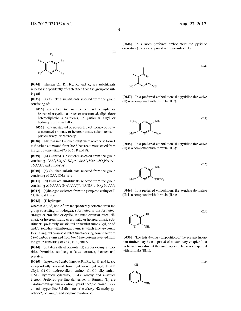 Oxidative Dyeing Compositions Comprising an     1-Hexyl/Heptyl-4,5-diaminopyrazole and a Pyridine and Derivatives Thereof - diagram, schematic, and image 05