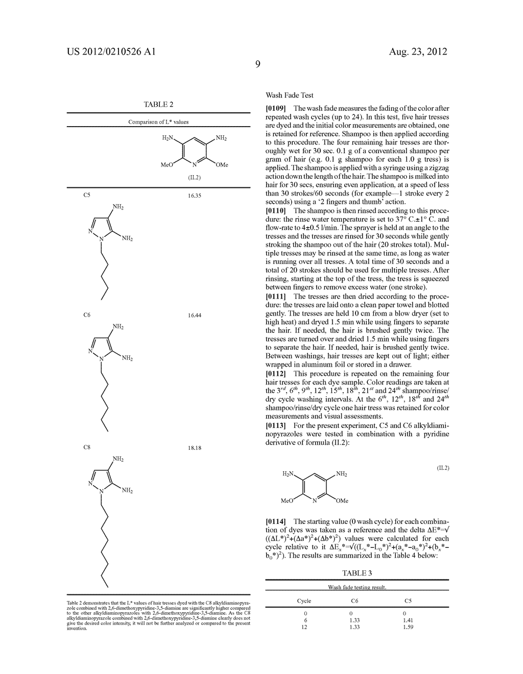 Oxidative Dyeing Compositions Comprising an     1-Hexyl/Heptyl-4,5-diaminopyrazole and a Pyridine and Derivatives Thereof - diagram, schematic, and image 11