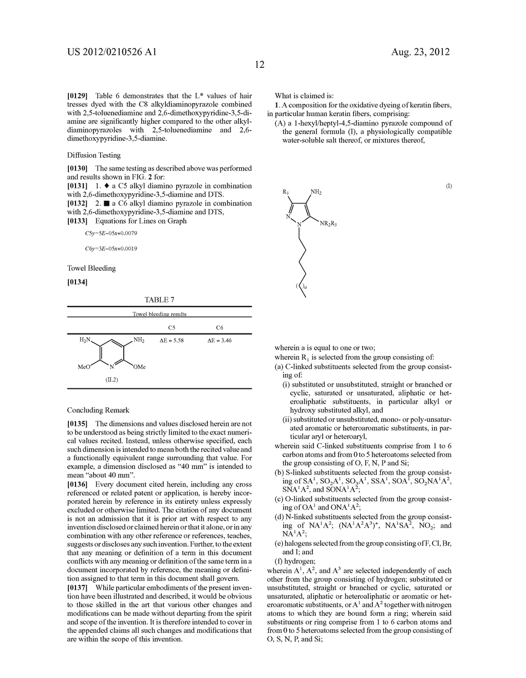 Oxidative Dyeing Compositions Comprising an     1-Hexyl/Heptyl-4,5-diaminopyrazole and a Pyridine and Derivatives Thereof - diagram, schematic, and image 14