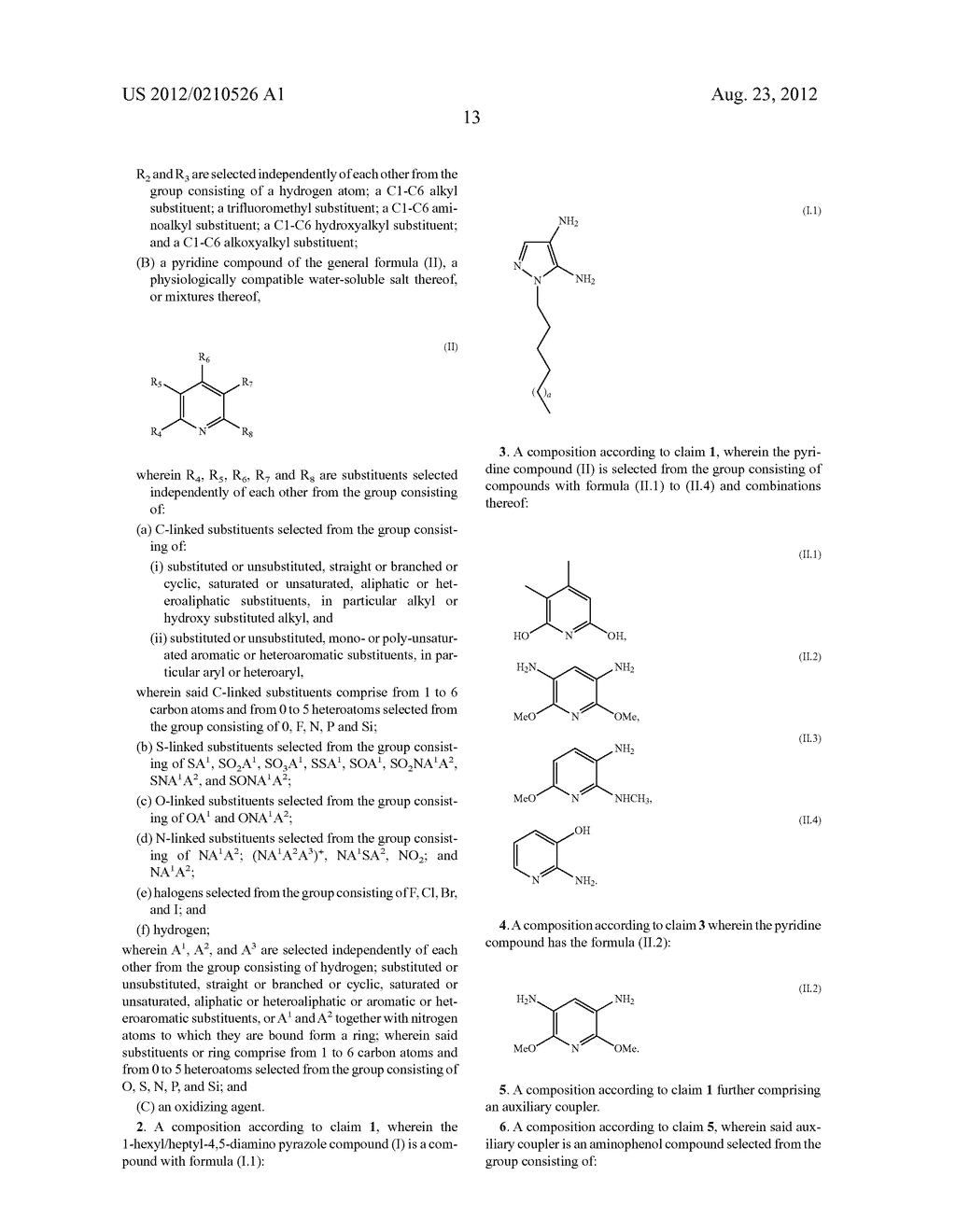 Oxidative Dyeing Compositions Comprising an     1-Hexyl/Heptyl-4,5-diaminopyrazole and a Pyridine and Derivatives Thereof - diagram, schematic, and image 15