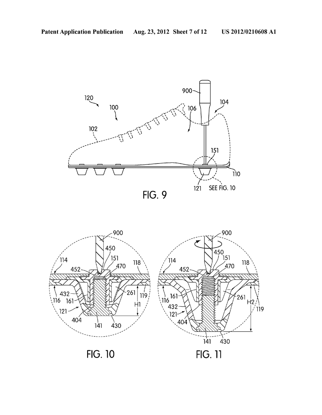 Article of Footwear with Adjustable Cleats - diagram, schematic, and image 08