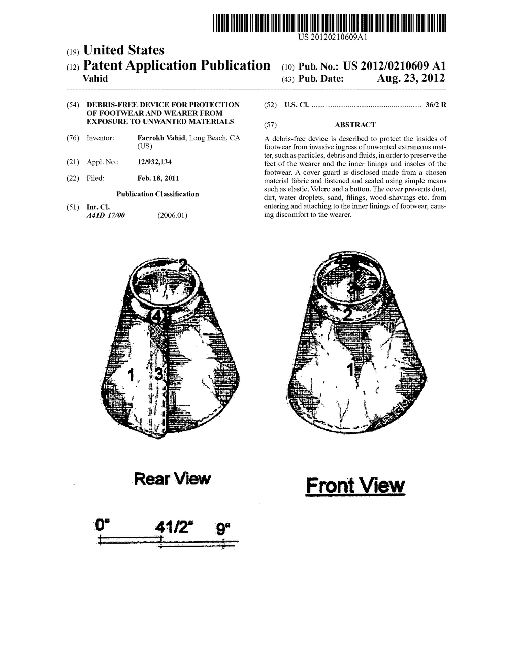 Debris-free device for protection of footwear and wearer from exposure to     unwanted materials - diagram, schematic, and image 01