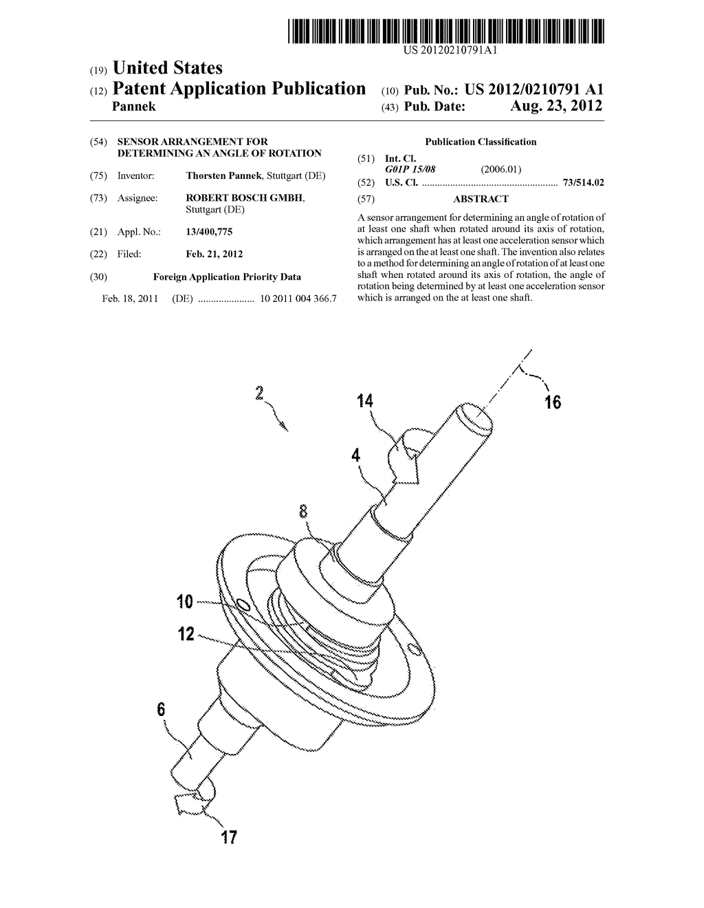 SENSOR ARRANGEMENT FOR DETERMINING AN ANGLE OF ROTATION - diagram, schematic, and image 01