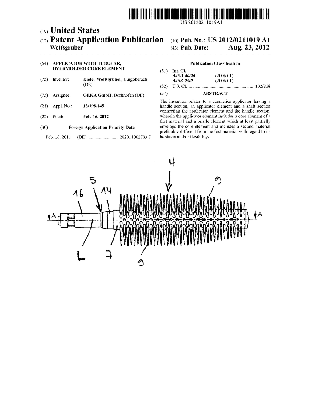 APPLICATOR WITH TUBULAR, OVERMOLDED CORE ELEMENT - diagram, schematic, and image 01