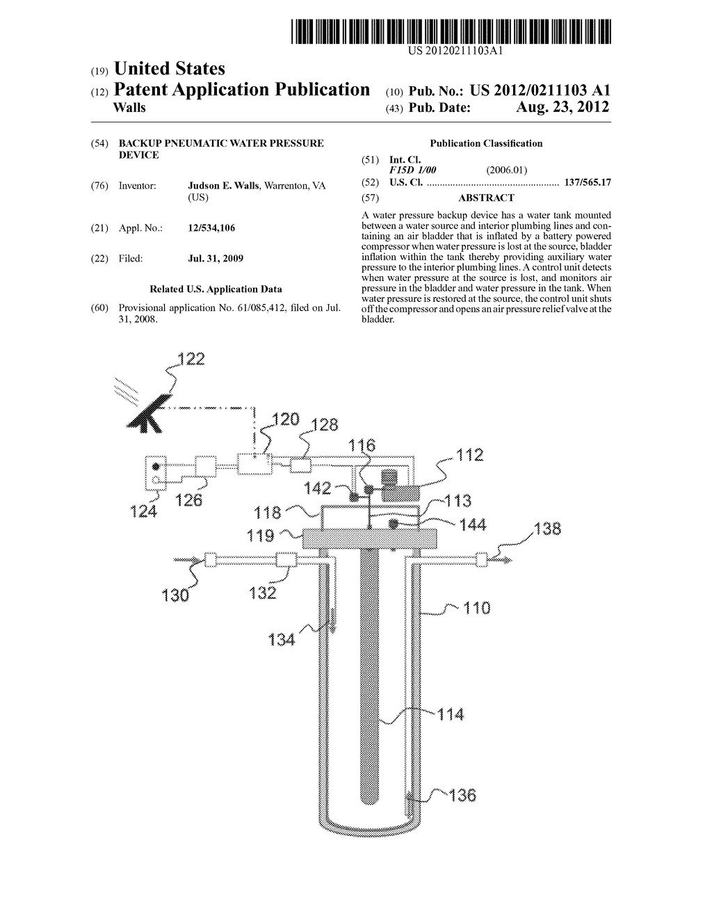 BACKUP PNEUMATIC WATER PRESSURE DEVICE - diagram, schematic, and image 01