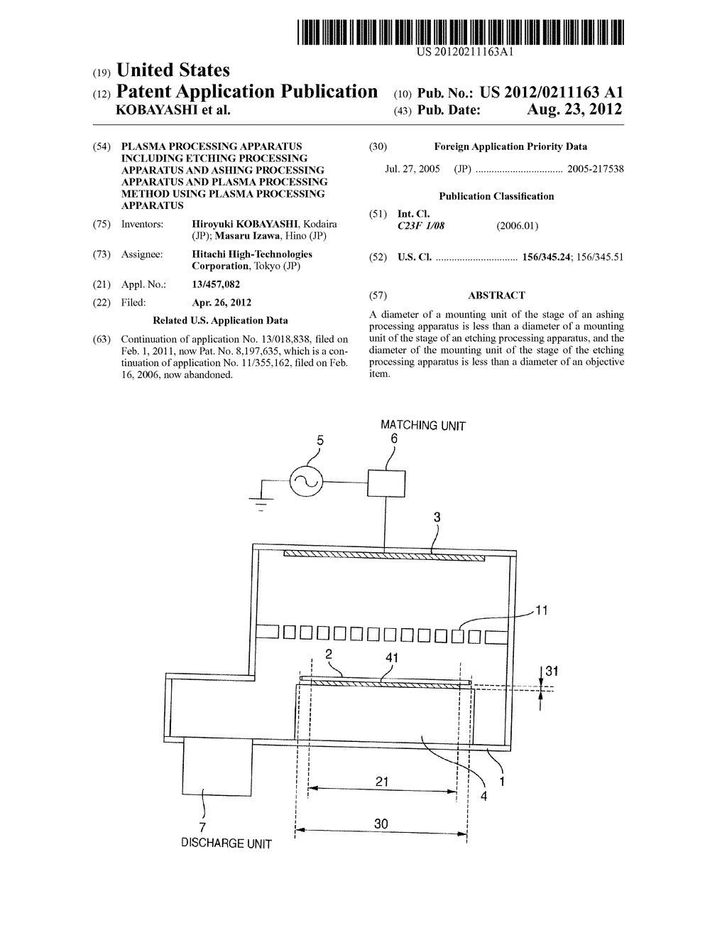 PLASMA PROCESSING APPARATUS INCLUDING ETCHING PROCESSING APPARATUS AND     ASHING PROCESSING APPARATUS AND PLASMA PROCESSING METHOD USING PLASMA     PROCESSING APPARATUS - diagram, schematic, and image 01