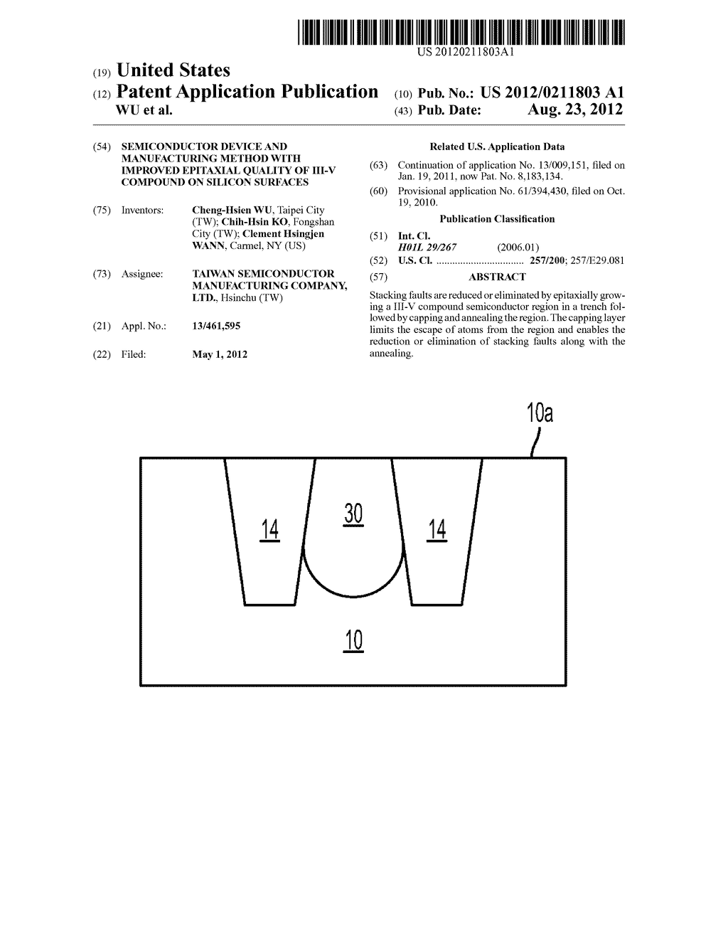 SEMICONDUCTOR DEVICE AND MANUFACTURING METHOD WITH IMPROVED EPITAXIAL     QUALITY OF III-V COMPOUND ON SILICON SURFACES - diagram, schematic, and image 01