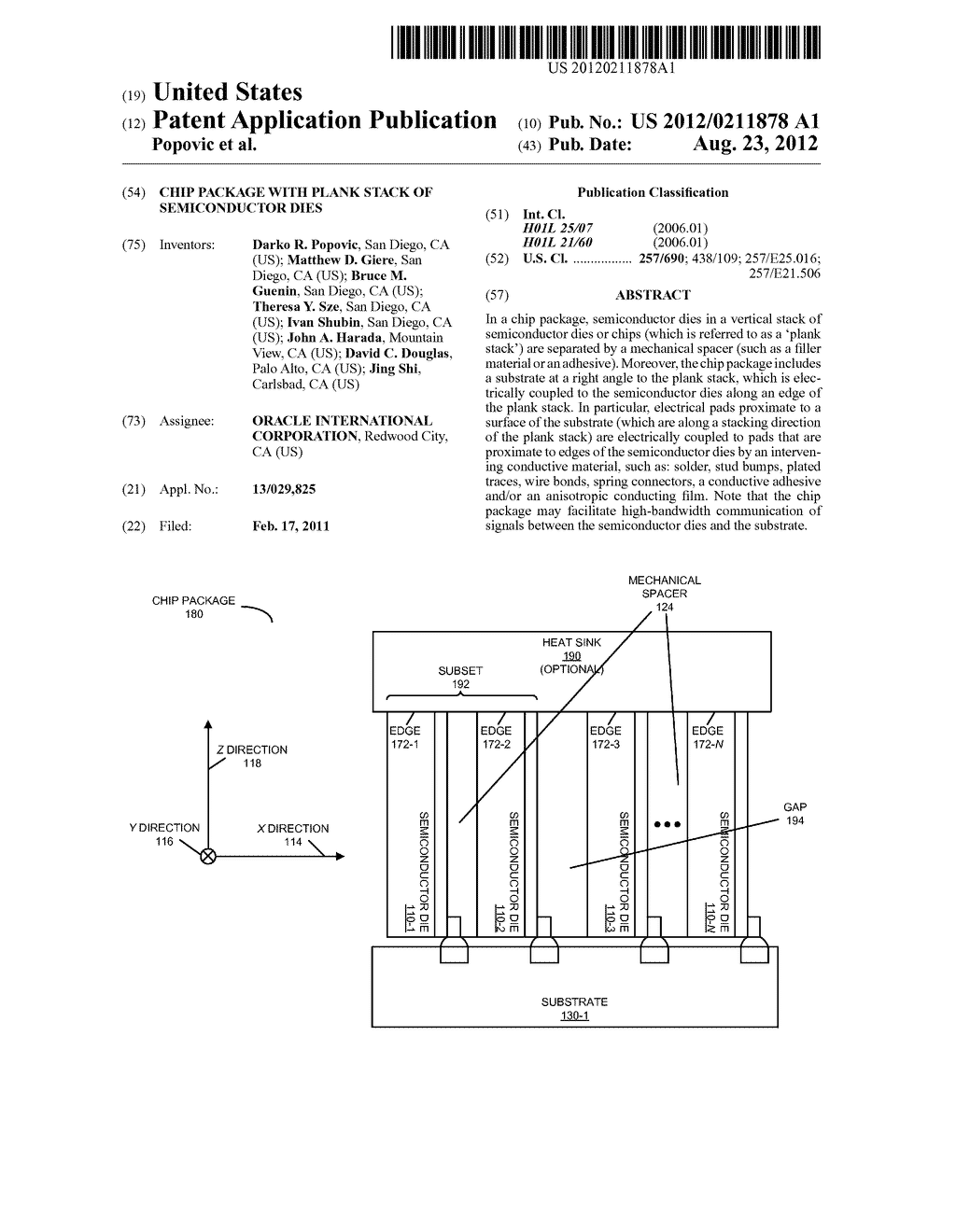 CHIP PACKAGE WITH PLANK STACK OF SEMICONDUCTOR DIES - diagram, schematic, and image 01