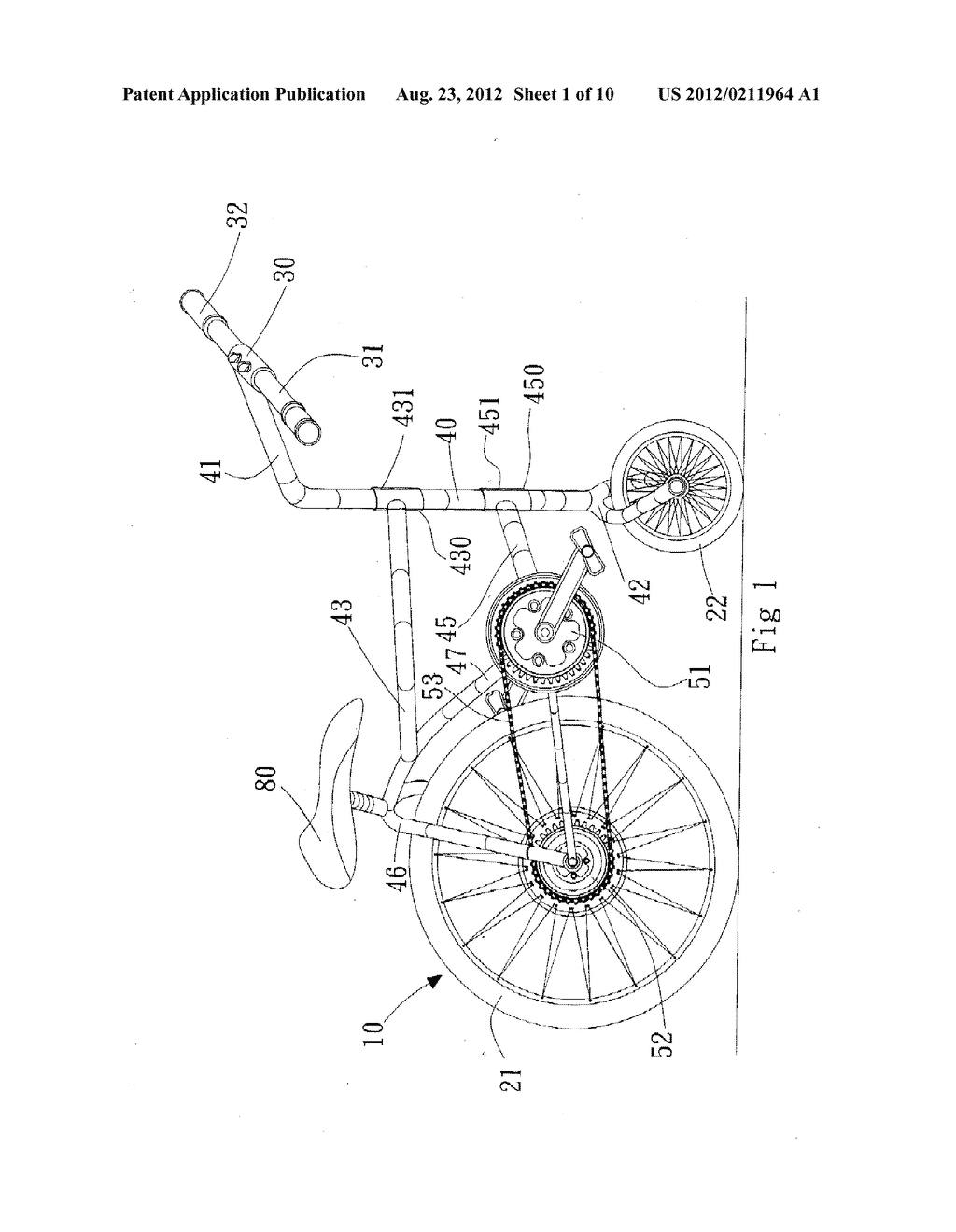 FOLDABLE BICYCLE WITH A LARGE WHEEL AND A SMALL WHEEL - diagram, schematic, and image 02