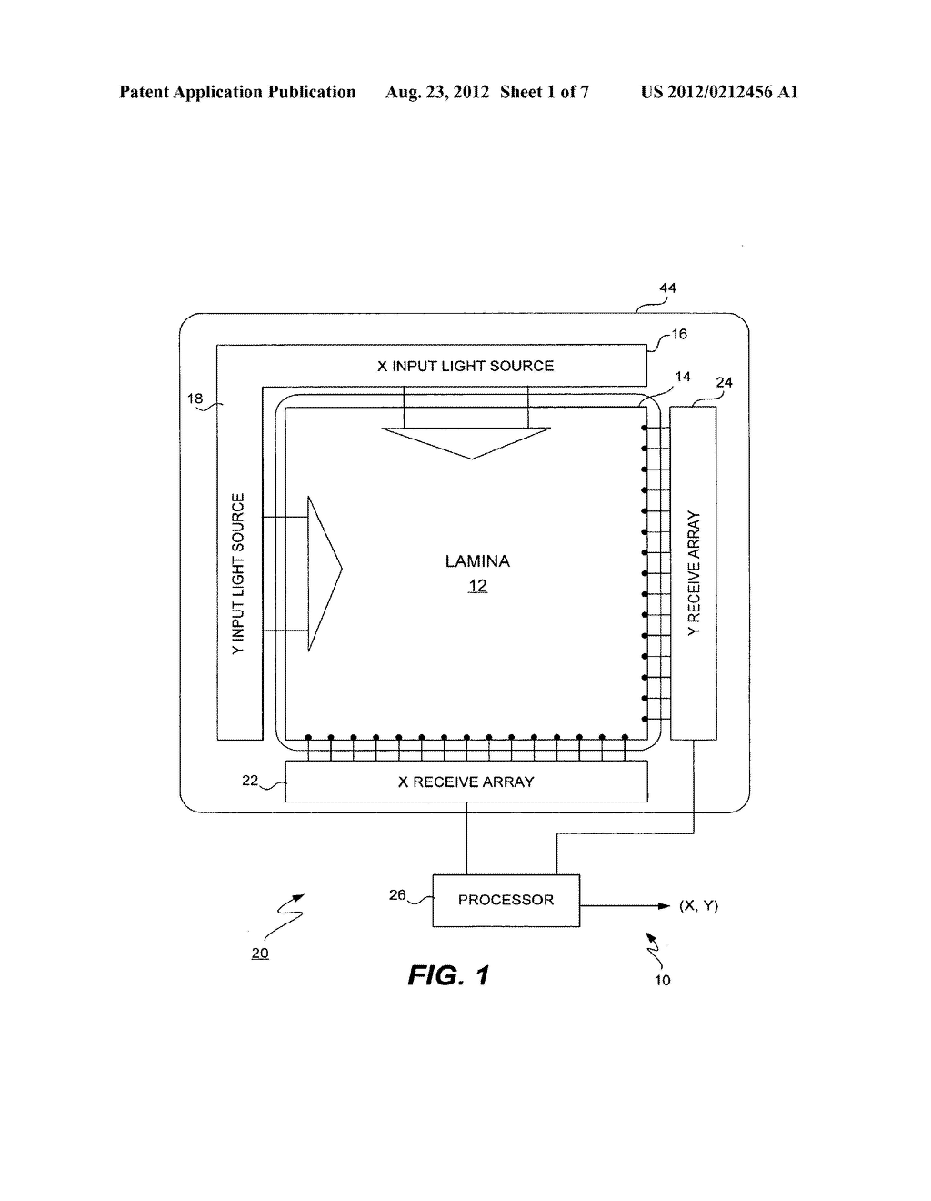 APPARATUS AND METHOD FOR A FOLDED OPTICAL ELEMENT WAVEGUIDE FOR USE WITH     LIGHT BASED TOUCH SCREENS - diagram, schematic, and image 02