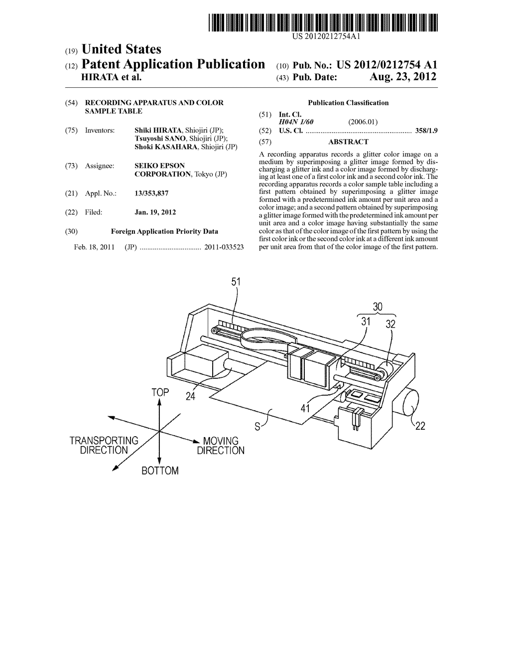 RECORDING APPARATUS AND COLOR SAMPLE TABLE - diagram, schematic, and image 01