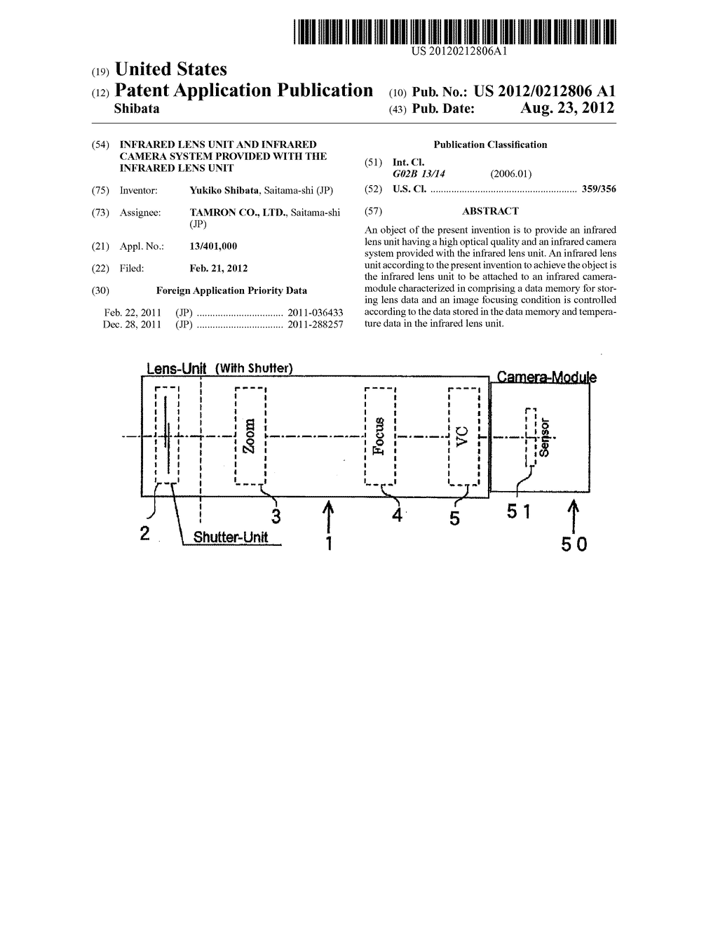 Infrared Lens Unit and Infrared Camera System Provided with the Infrared     Lens Unit - diagram, schematic, and image 01