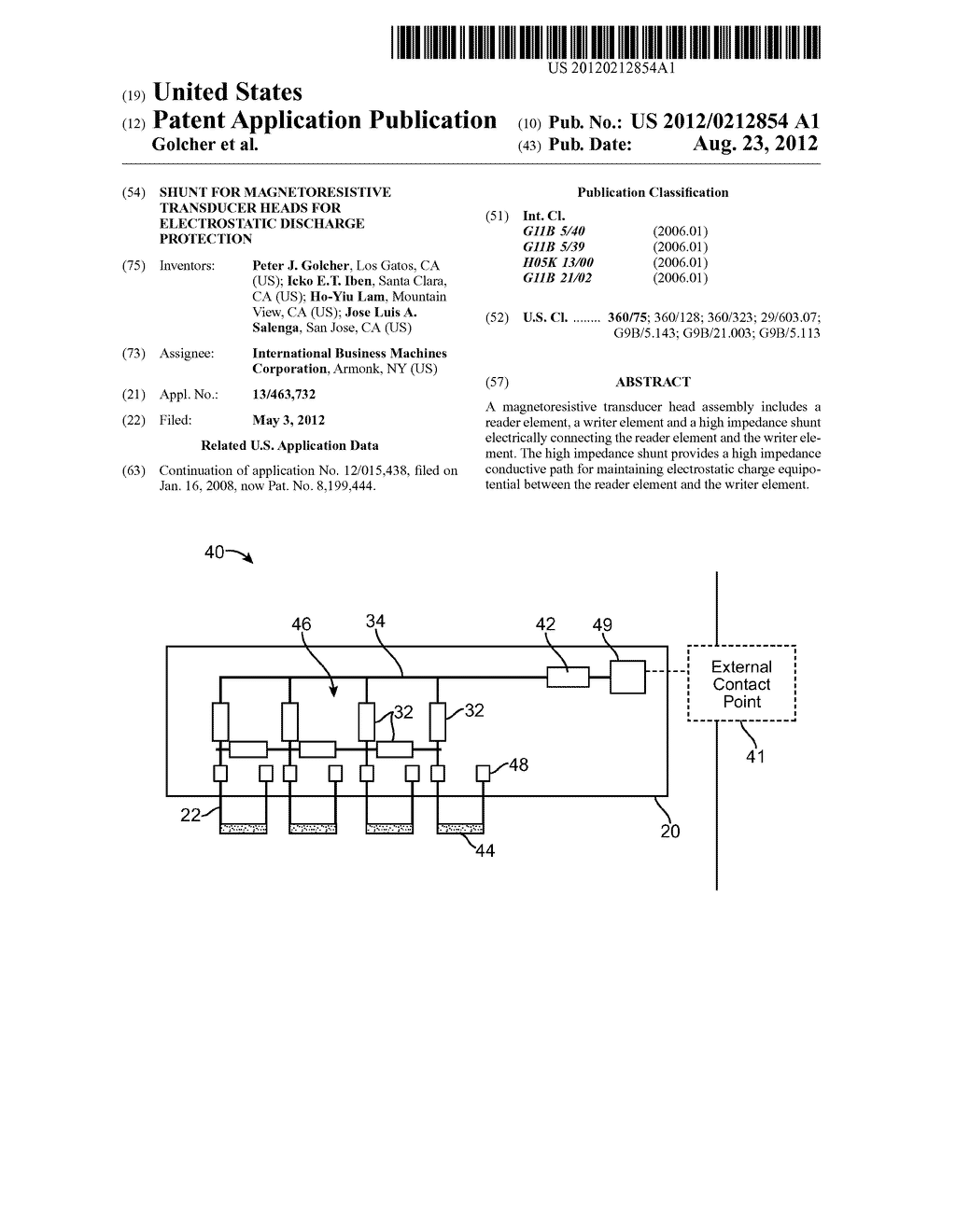 SHUNT FOR MAGNETORESISTIVE TRANSDUCER HEADS FOR ELECTROSTATIC DISCHARGE     PROTECTION - diagram, schematic, and image 01