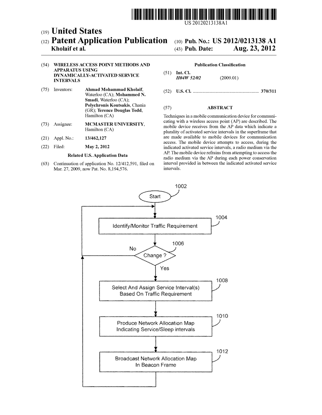 Wireless Access Point Methods And Apparatus Using Dynamically-Activated     Service Intervals - diagram, schematic, and image 01