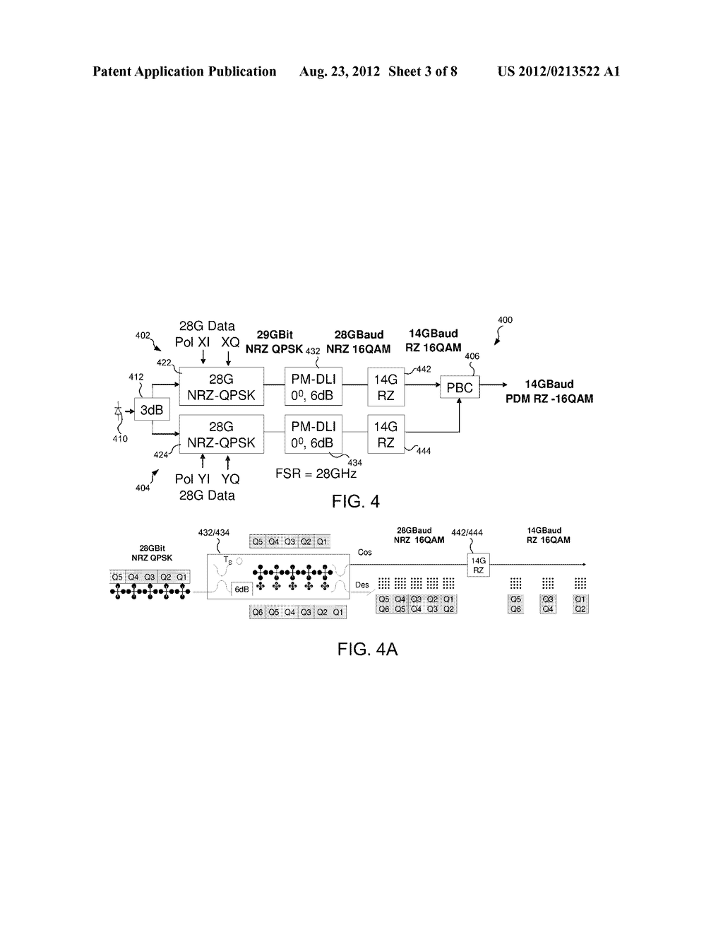 GENERATING HIGHER-LEVEL QUADRATURE AMPLITUDE MODULATION (QAM) USING A     DELAY LINE INTERFEROMETER AND SYSTEMS AND METHODS INCORPORATING SAME - diagram, schematic, and image 04