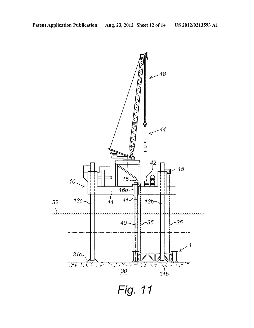 Device for Manufacturing a Foundation for a Mass Located at Height,     Associated Method and Assembly of the Device and a Jack-Up Platform - diagram, schematic, and image 13