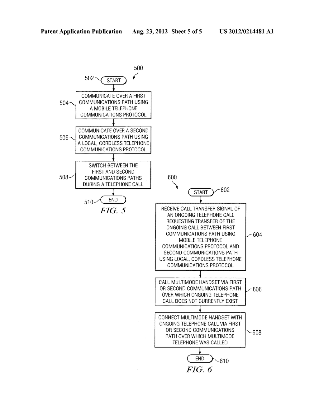 SYSTEM AND METHOD FOR A MULTIMODE HANDSET FOR TRANSFERRING TELEPHONE CALLS     BETWEEN MOBILE AND CORDLESS MODES - diagram, schematic, and image 06