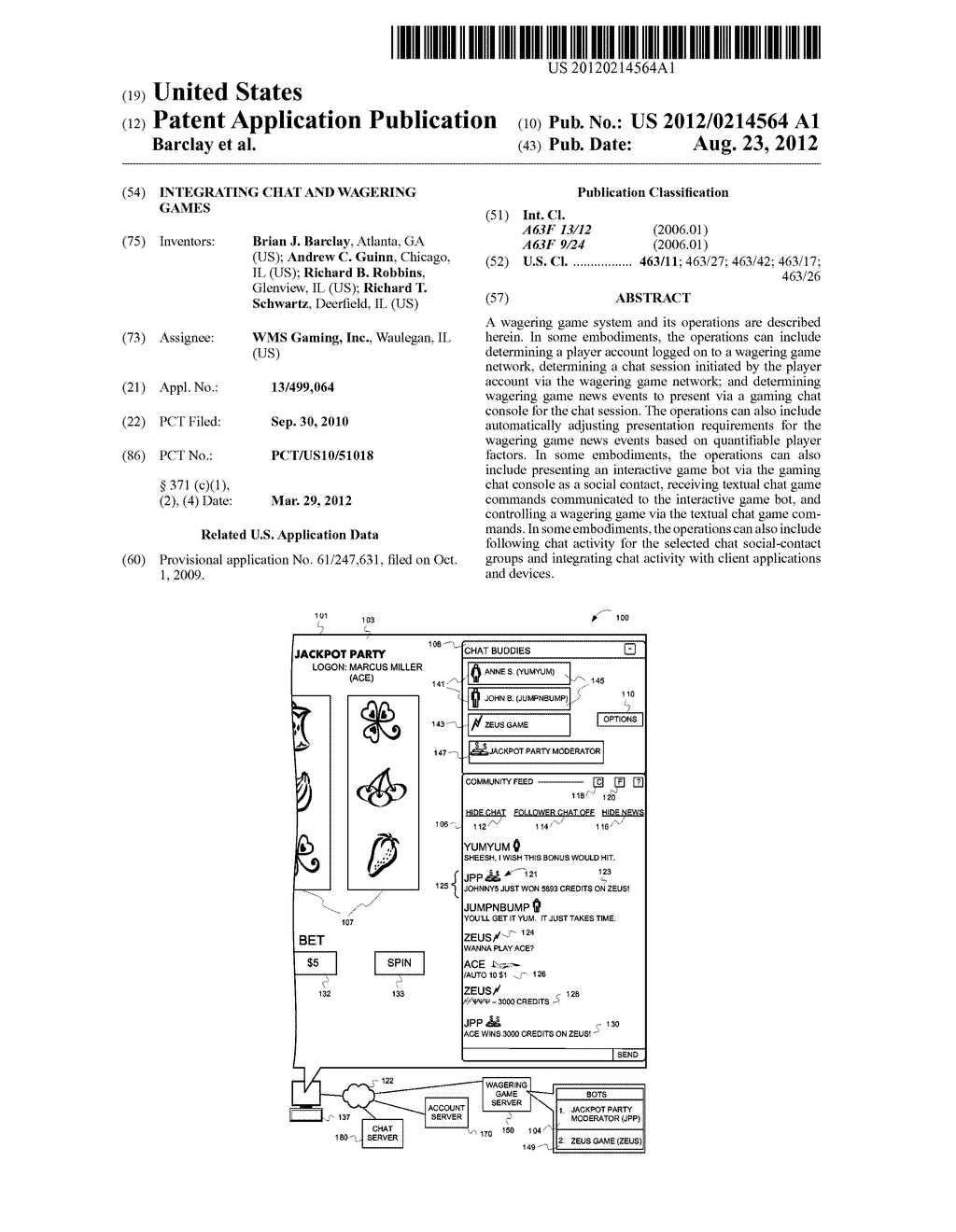 INTEGRATING CHAT AND WAGERING GAMES - diagram, schematic, and image 01