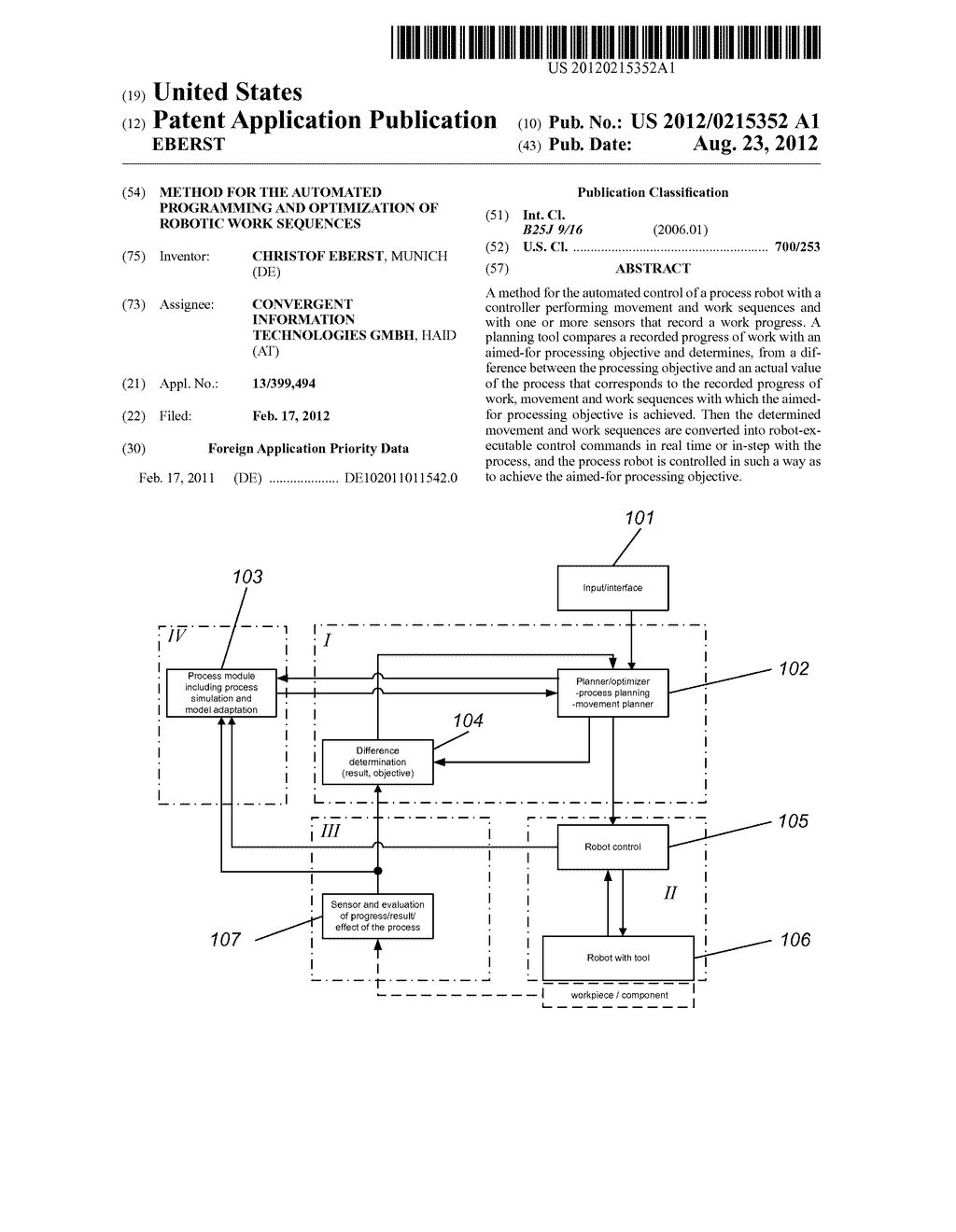 METHOD FOR THE AUTOMATED PROGRAMMING AND OPTIMIZATION OF ROBOTIC WORK     SEQUENCES - diagram, schematic, and image 01