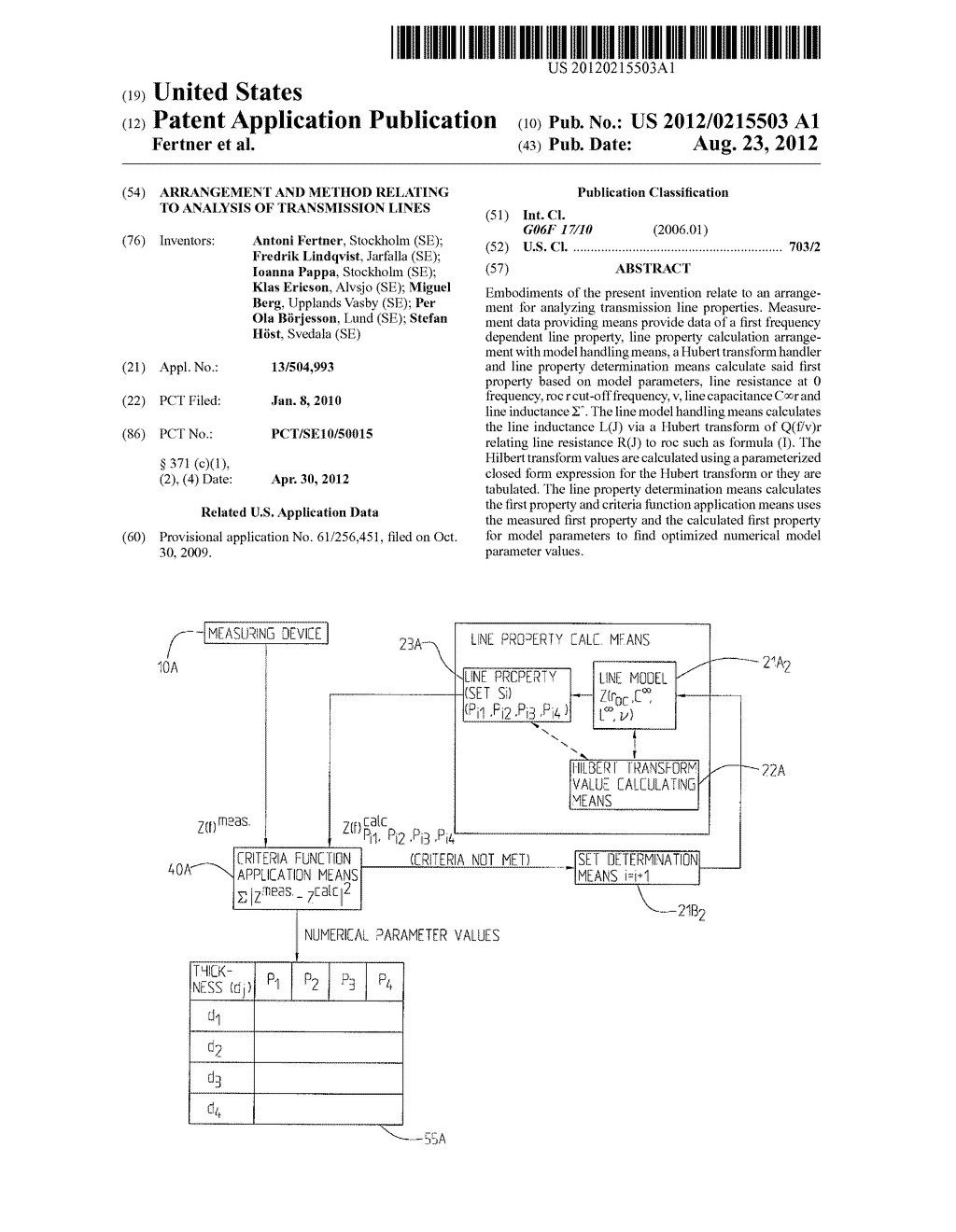  ARRANGEMENT AND METHOD RELATING TO ANALYSIS OF TRANSMISSION LINES - diagram, schematic, and image 01